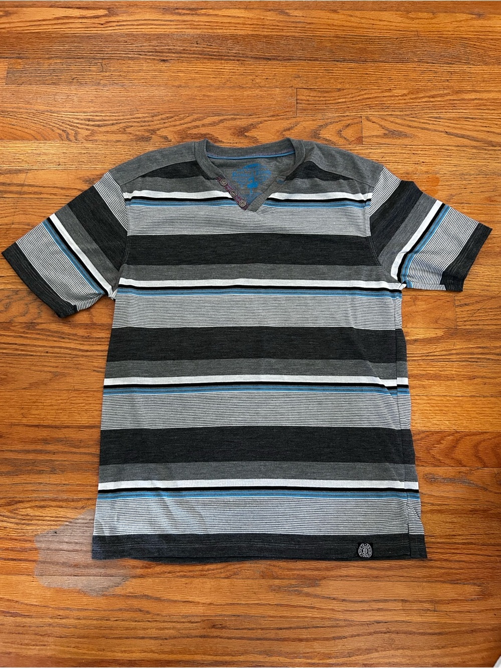 Men's Short-Sleeve Striped Tee in Charcoal, Gray & Blue